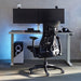 Een Herman Miller X Logitech Embody Gaming Chair in zwart als onderdeel van een gamingopstelling.