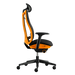 Zijaanzicht van een Herman Miller Vantum Gaming Chair in Helio-oranje van rechts.