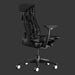 Schuin beeld van de achterkant van een Herman Miller X Logitech Embody-gamingstoel in zwart